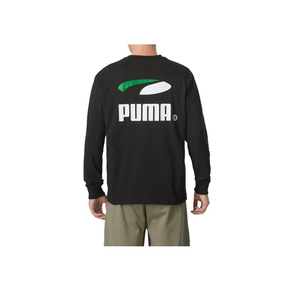 Puma Футболка свободного кроя с круглым вырезом и длинным рукавом для мужчин, цвет черный 628138-01