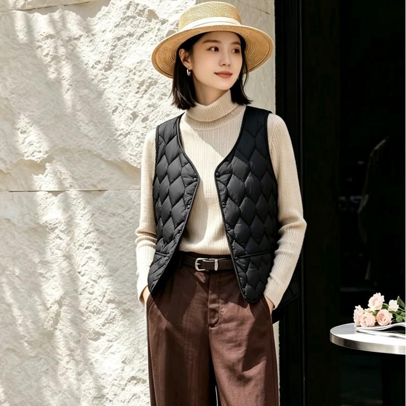 Womens Warm Puffer Vest With Fleece Lining Short Sleeveless Coat Winter Layering Outfit