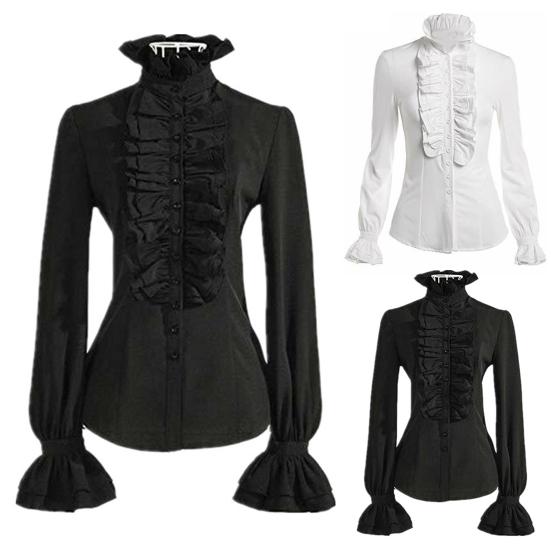 Женские топы в стиле ретро с рюшами, облегающие дышащие удобные однотонные модные блузки с длинными рукавами