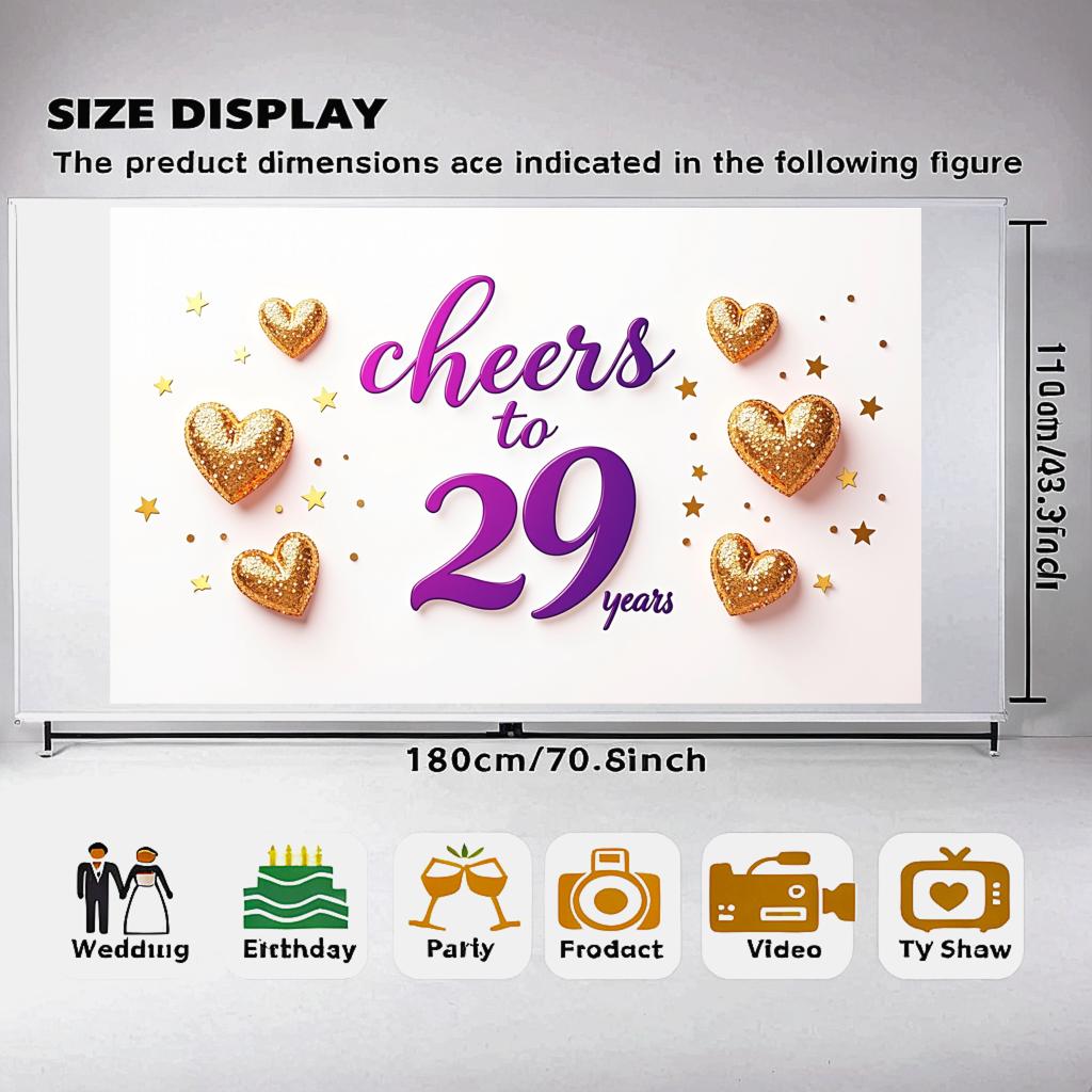Wedding Anniversary Decoration Cheers to 29 Years Banner Background Heart Backdrop Party Decors Valentine's Day Event Supplies