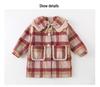 Girls' 2025 Mid-Length Plaid Wool Coat - Thickened for Autumn/Winter Warmth