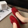 Туфли Маленький круглый носок балетный стиль бант мягкая поверхность неглубокий вырез плоская подошва женские