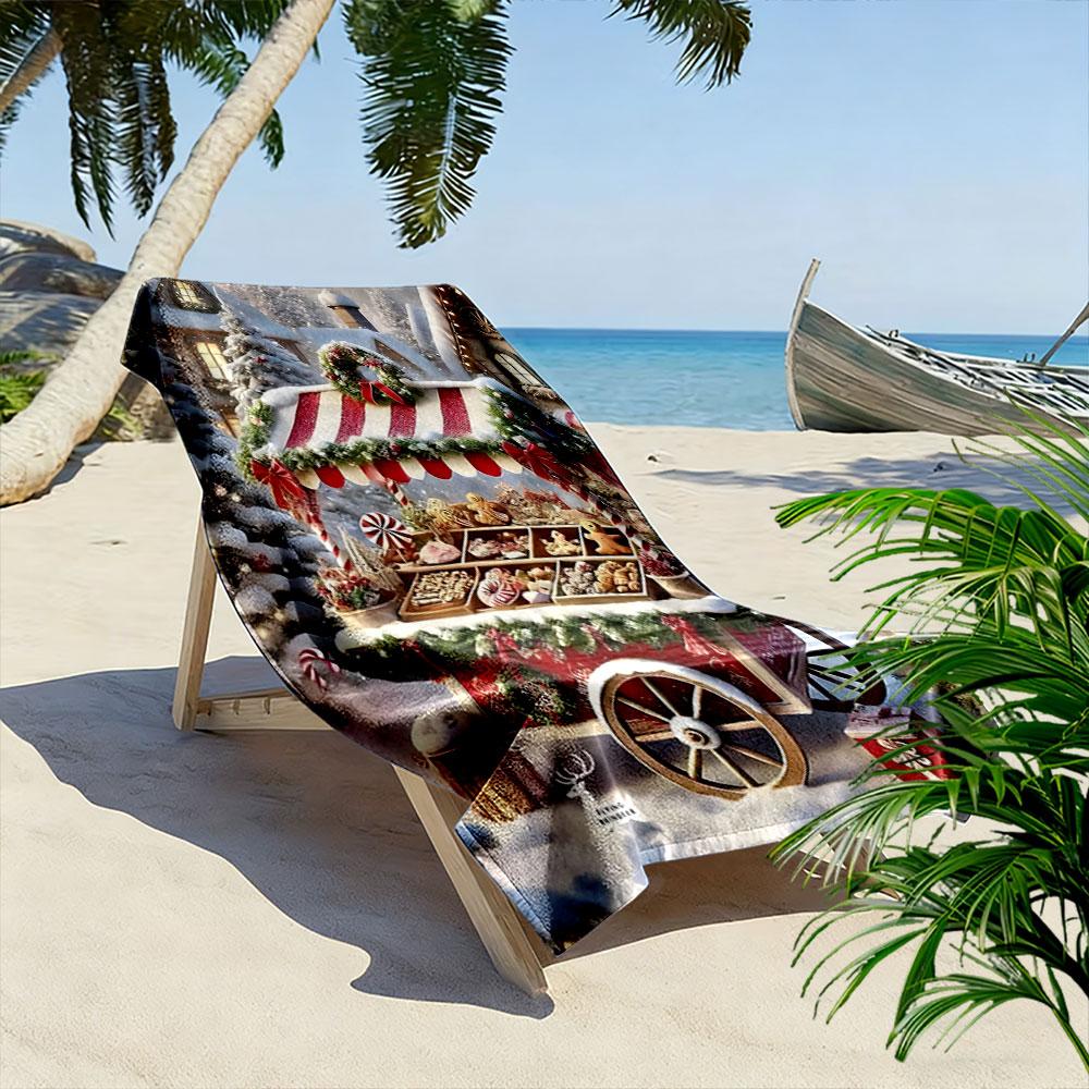 Festive treats winter wonderland Print beach towel, quick drying, suitable for travel, outdoor sports, jogging, the beach and swimming, gift
