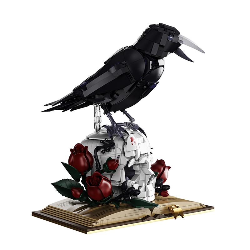 Dark Academia Gothic Crow Skull MOC Building Blocks Spooky Raven Desk Decor Creative Bricks Assembly Toy Holiday Gifts 1358Pcs