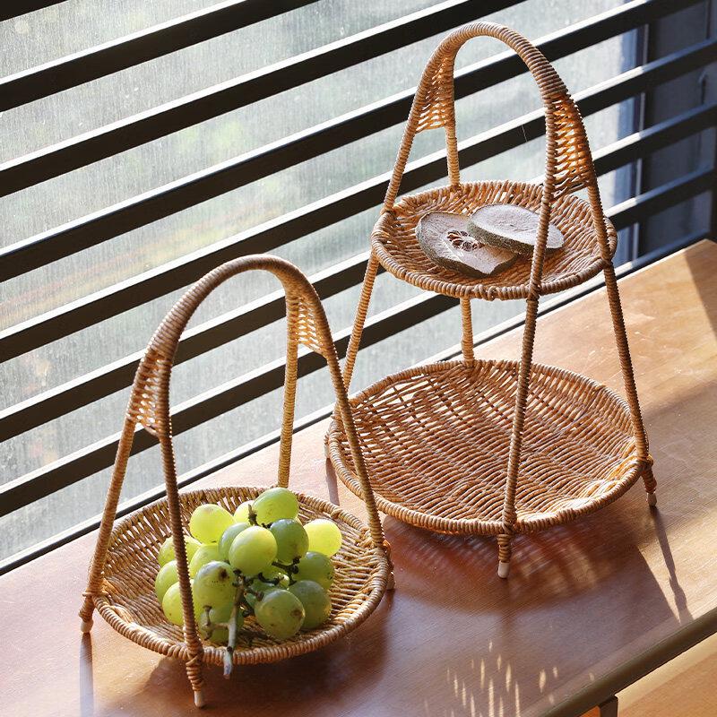 Multi-Layer European Style Rattan Fruit & Snack Basket