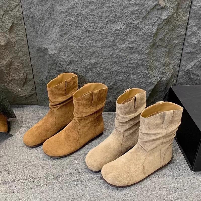 Женские ботинки Мартина на плоской подошве, тонкие, осенне-зимние, легкие, для通勤, для пеших прогулок, нескользящие, амортизирующие, модные, универсальные, повседневные, до середины икры