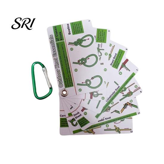 Mountaineering Knots Guide 7Pcs/Set Knot Pocket Cards with Carabiner 27 Classic Reference Card Outdoor Camping Climbing Backpacking Rope Tying