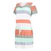 2023 Summer Women's Striped Short Sleeve Dress with Drawstring Mini Skirt