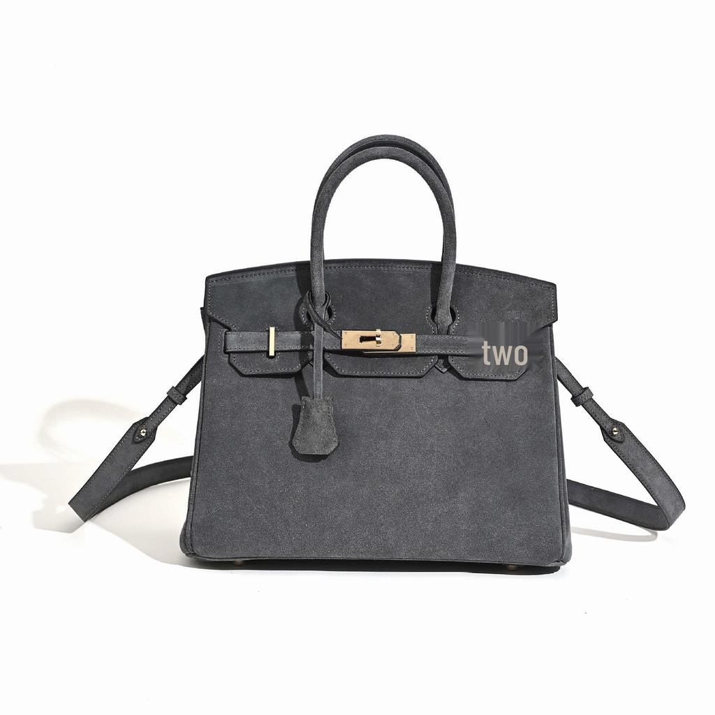 Женская сумка из натуральной кожи, замши, платиновой расцветки, большой вместимости, на плечо и через плечо, Осень/Зима 2025