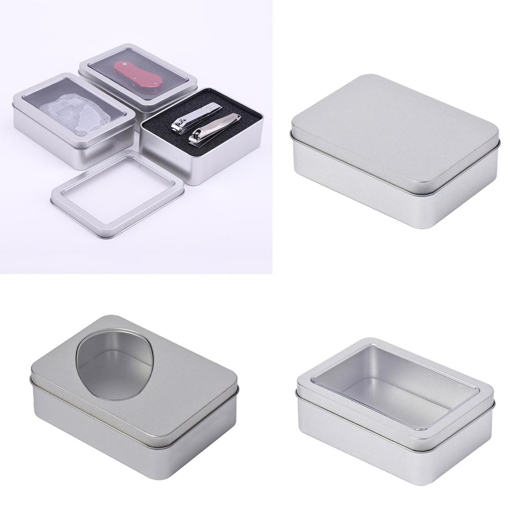 Metal Rectangle Silver Color Playing Cards Storage Box Money Coin Holder Box Candy Key Case Business Card Storage Can