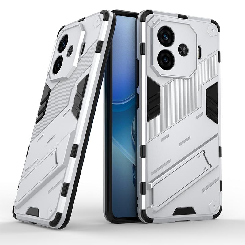 For Vivo Y200 Y200e GT Y100 (IDN) 5G Punk Armor Shockproof Bumper Rugged Rubberized PC Fitted Kickstand Case Stand Holder Cover Shell