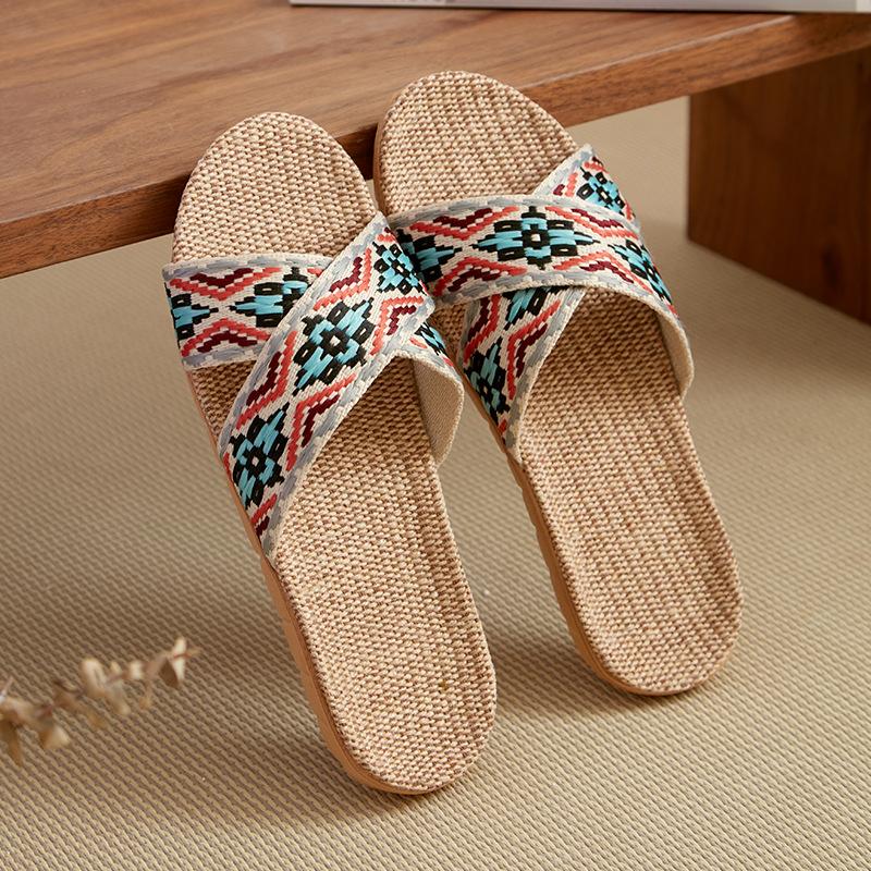Linen Slippers Deodorant and Non-slip Indoor Cotton and Linen Cool Slippers Women's Summer Breathable Home Leisure Sandals Free Shipping