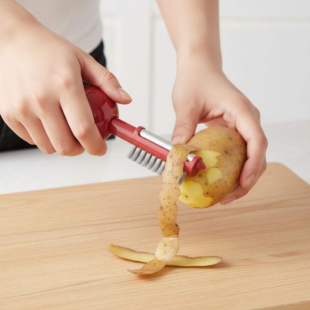2 in 1 Tumbler Vegetable Peeler with Cleaning Brush Fruit Planer Easy To Store