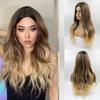 Длинные коричневые синтетические парики с эффектом омбре для женщин, волнистые парики из натуральных волос, средняя часть, женский парик, косплей, термостойкие волокна, парики