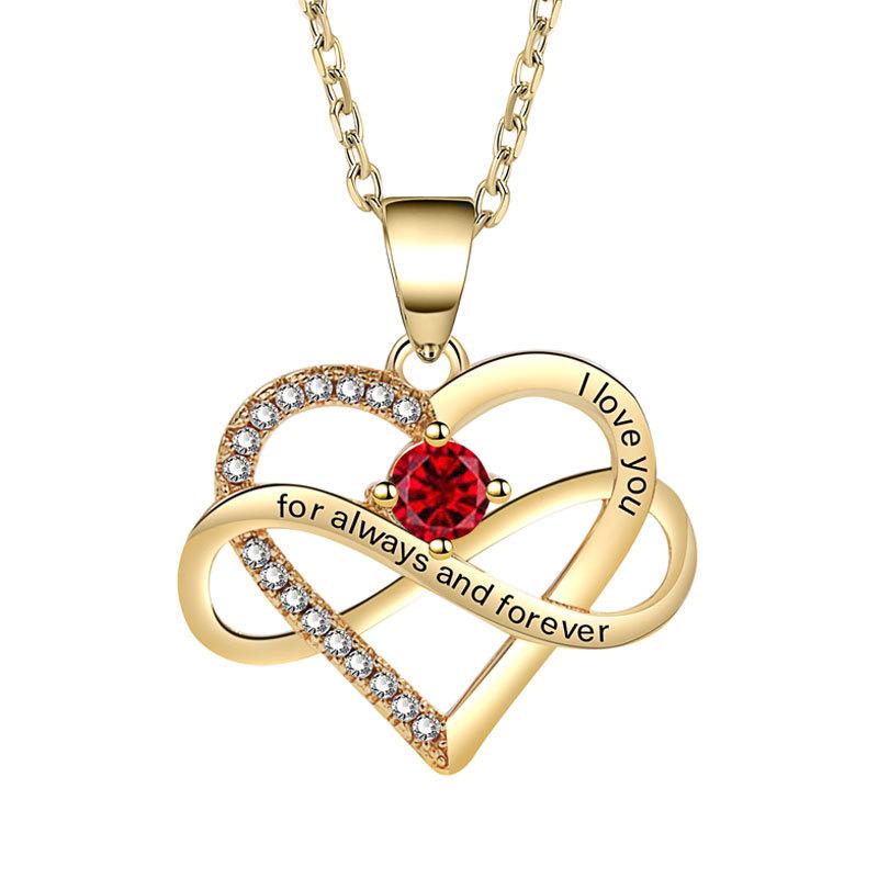 Fashionable Zircon Heart Large 8 I Love You Letter Necklace Women's Versatile Jewelry