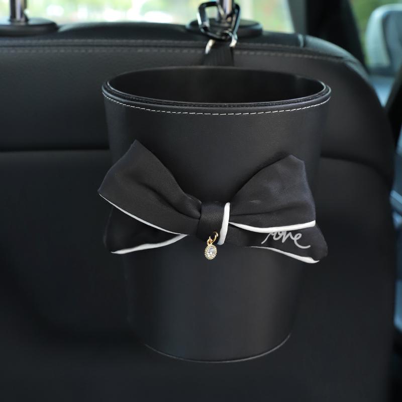 Милый бант автомобильный мусорный бак водонепроницаемый для подголовника заднего сиденья мини-автовыпускной вентиляционный органайзер мусорный мешок для хранения мусора