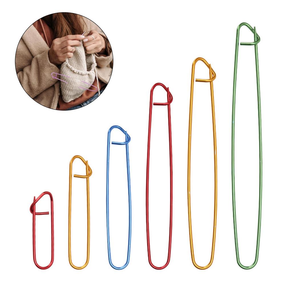 6 Pieces Knitting Stitches Holder Set Aluminum Yarn Stitches Holders Needle Markers Accessories for Knitting Notions