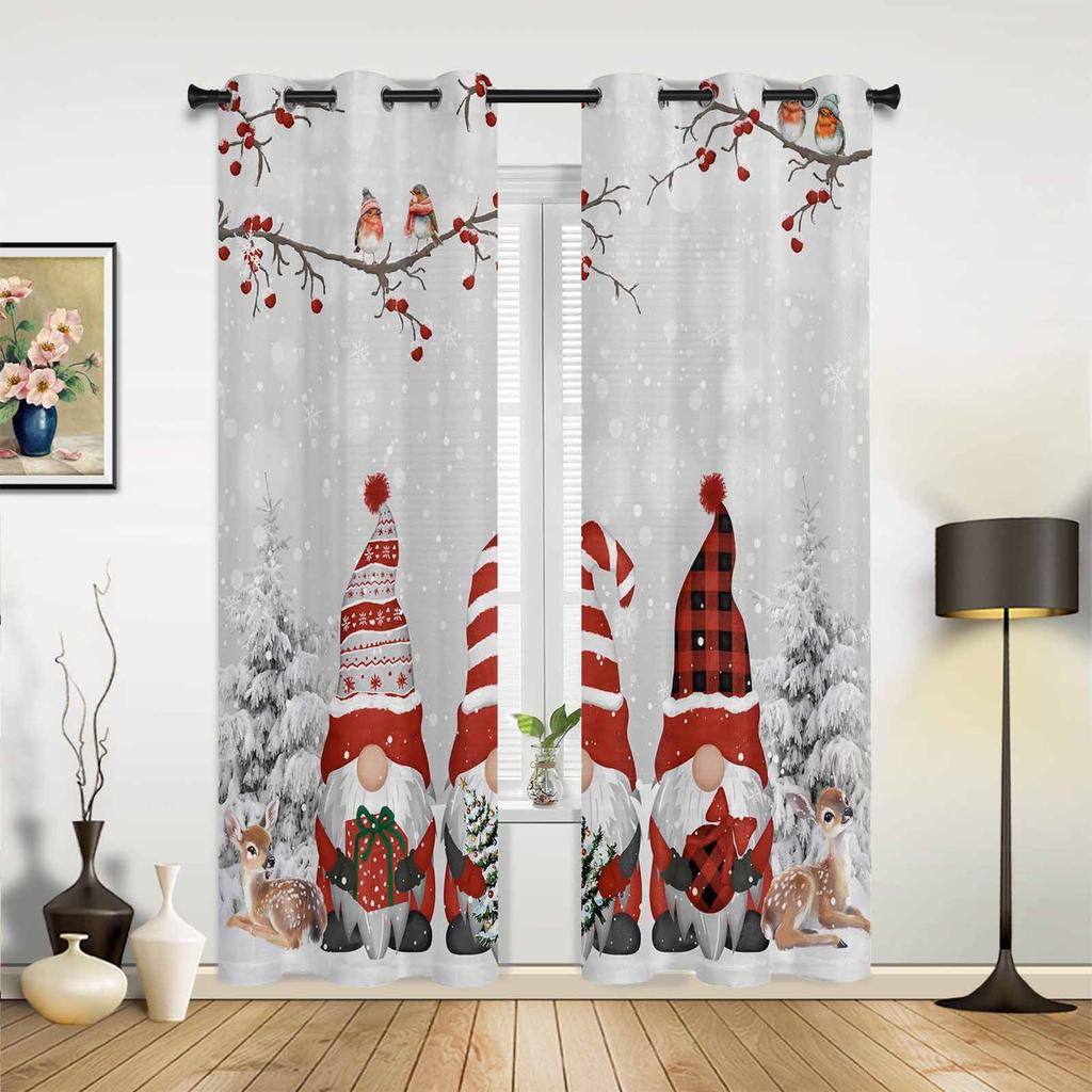 Рождественская елка огни Рождественская тематика Занавески для гостиной Кухня Мальчик Девочка Спальня Длинные окна Шторы Домашний декор