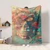 1PC Floral Skull Blanket - Soft Warm All-Season Throw for Sofa, Bed, Car, Office, Throw For Sofa yy250916086