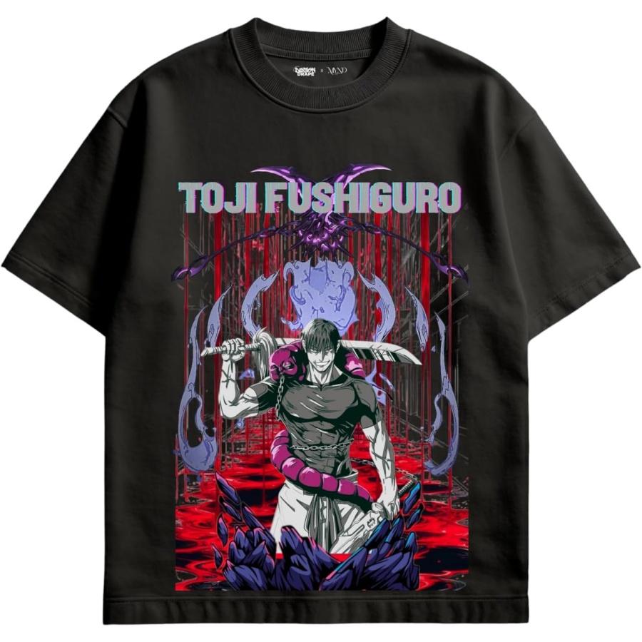 Дизайн Драпировка × MYND Jujutsu Kaisen Тодзи Фусигуро Графика, Круглый вырез, 100% хлопок
