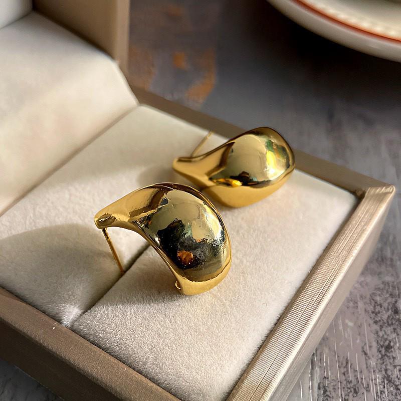 Vintage Rose Leaf Metal Cuban Link Pearl Earrings for Women