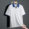 Мужская рубашка поло контрастных цветов и модная повседневная футболка с короткими рукавами из ледяного шелка