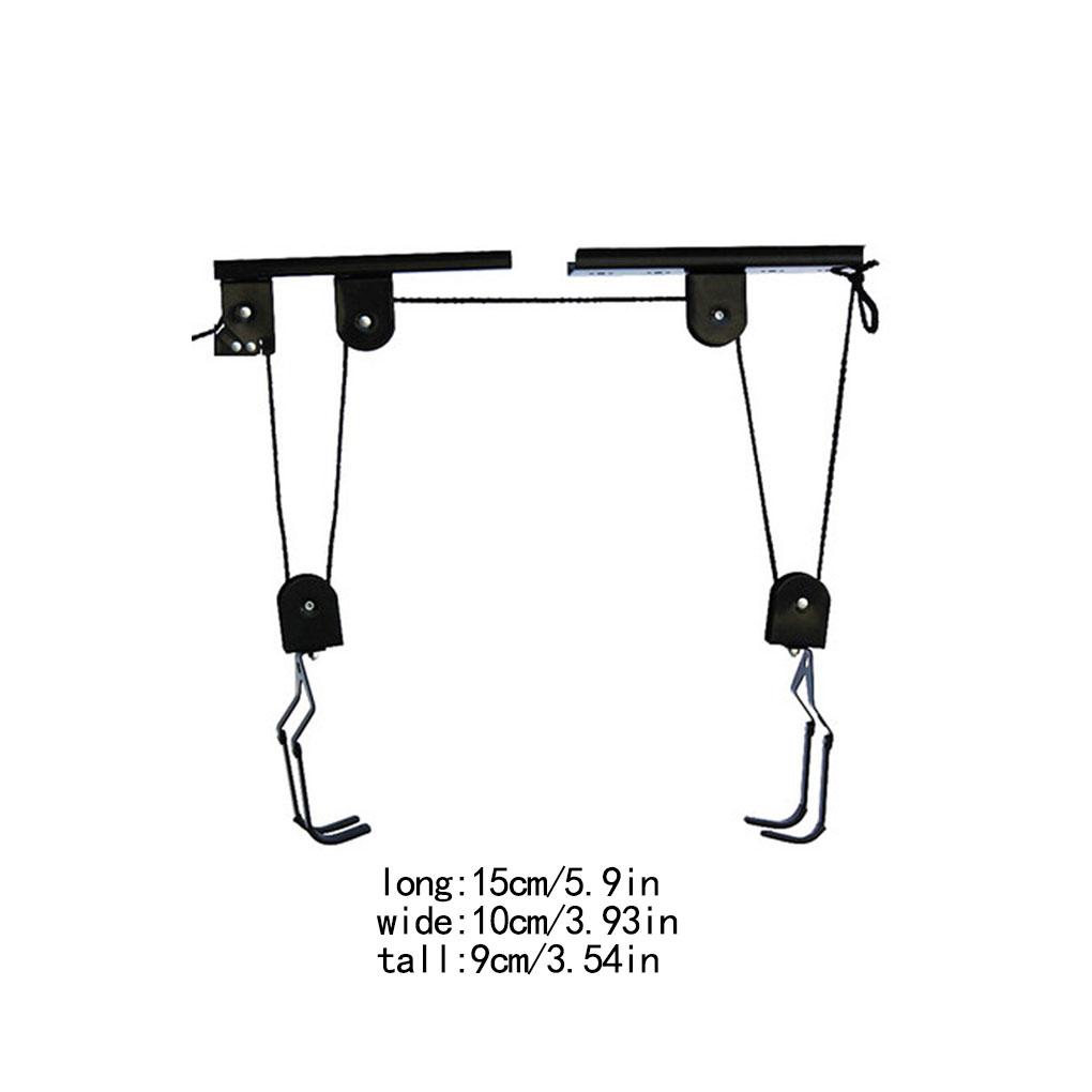 Mountain Bike Overhead Lift Pulley System Screw Mounted Bicycle Ceiling Wall Hangers Display Holder Hooks Space-saving