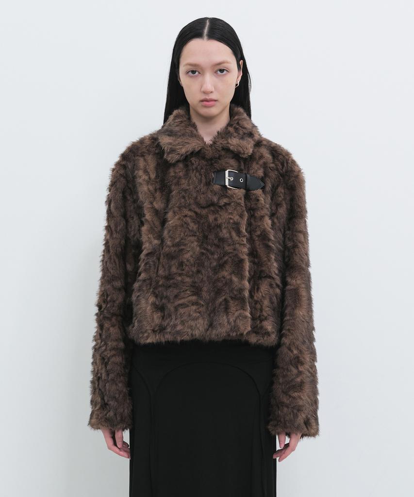 Yunse Fowl Fur Jacket (Brown)