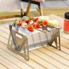 Wood Burning Camp Stove Picnic BBQ Cooker Stainless Steel Folding Backpacking Stove with Grill-Grid Wood Fire Stove for Outdoor
