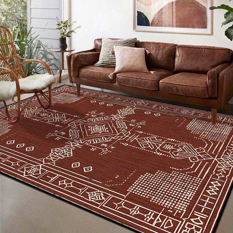 American Retro Living Room Carpet Geometric Classical Decoration Sofa Non-slip Rug Easy Clean Bedroom Cloakroom Soft Floor Mat