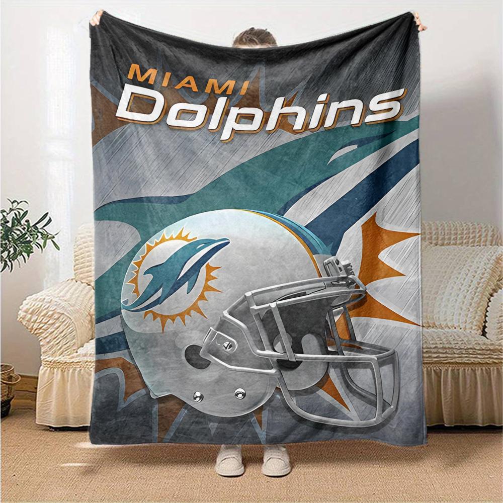 1pc Blanket - Miami Dolphins logo Print Design,Lightweight Blanket for Sofa,Bed- Soft &Warm,Gift for All Seasons