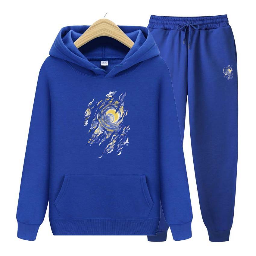 Спортивный костюм с принтом звездного неба, комплект из 2 предметов, толстовки с длинными рукавами для мужчин и женщин, пуловер с капюшоном, толстовка, верхняя куртка, пальто