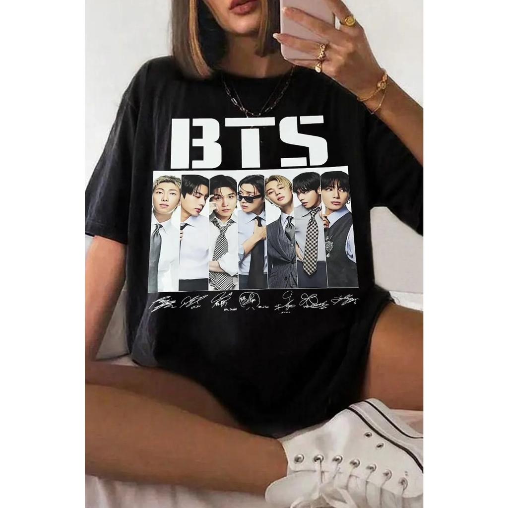 Графическая футболка BTS Army Мужская Женская Kpop Графическая с коротким рукавом Уличная одежда Y2k Оверсайз Повседневная Свободная Высококачественный Топ Женская Мужская Одежда