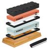 Knife Sharpening Stone ? Premium Quality Knife Sharpener Set (400/1000, 3000/8000) Double-Sided Sharpening Stones - Non-Slip Bamboo Stand, Whetstone a