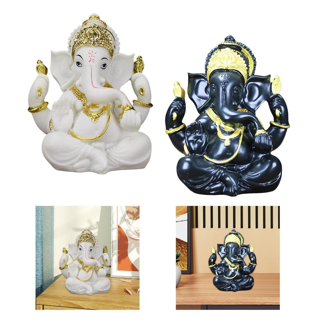 Ganesha Figurine, Fengshui Religious Elephant God Figurine, Resin Buddha Statue, Lord Ganesh Statue,