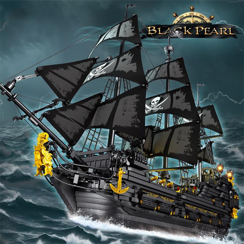 4304 шт. Модель пиратского корабля «Черная жемчужина», строительные блоки, фильм, скелет, приключенческая лодка, набор кирпичиков для сборки, детские игрушки, подарки на день рождения