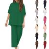 Women's Loose Comfortable Fashionable And Casual Short Sleeved Pullover Wide Leg Pants Two-piece Set