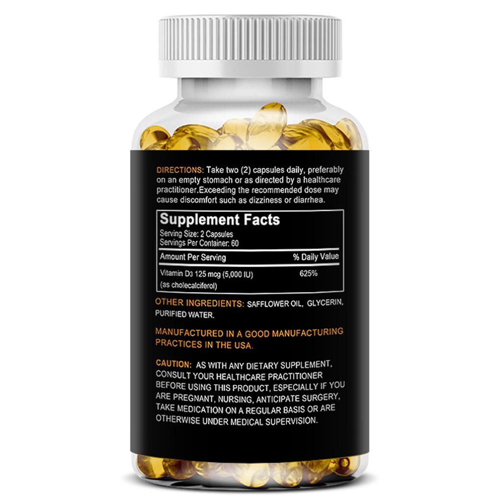 Soomiig Vitamin D3 Supplement, 5000 IU (125mcg), High Potency, 120 Capsules