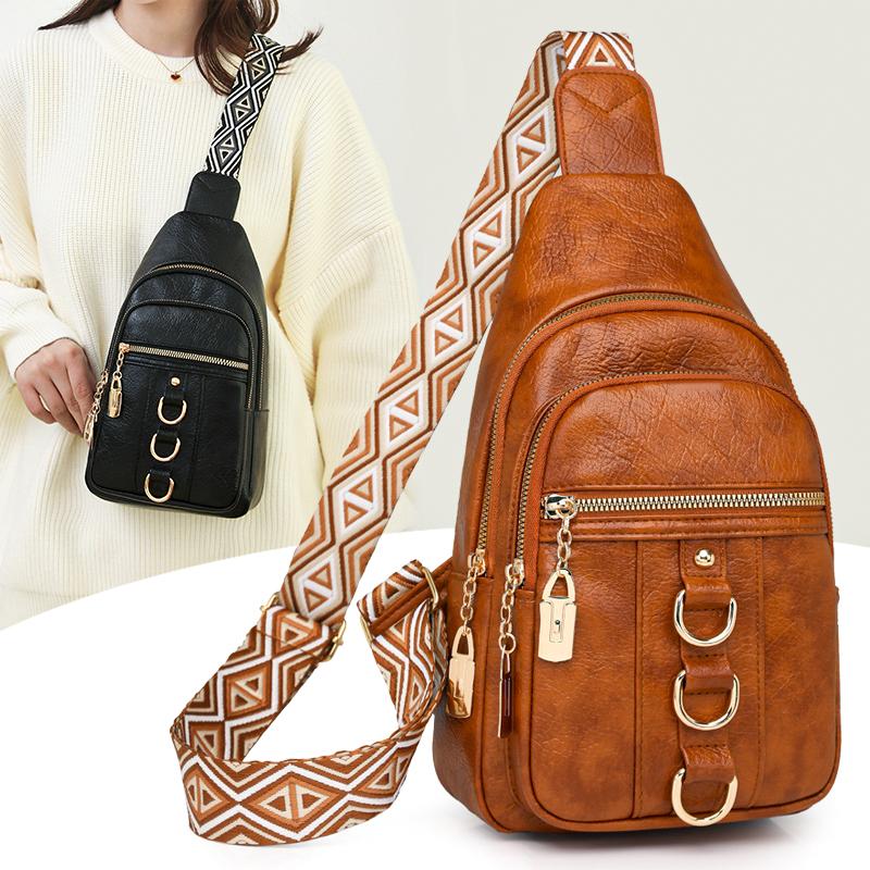 Женская сумка-ретро на грудь, однотонная сумка через плечо, поясная сумка