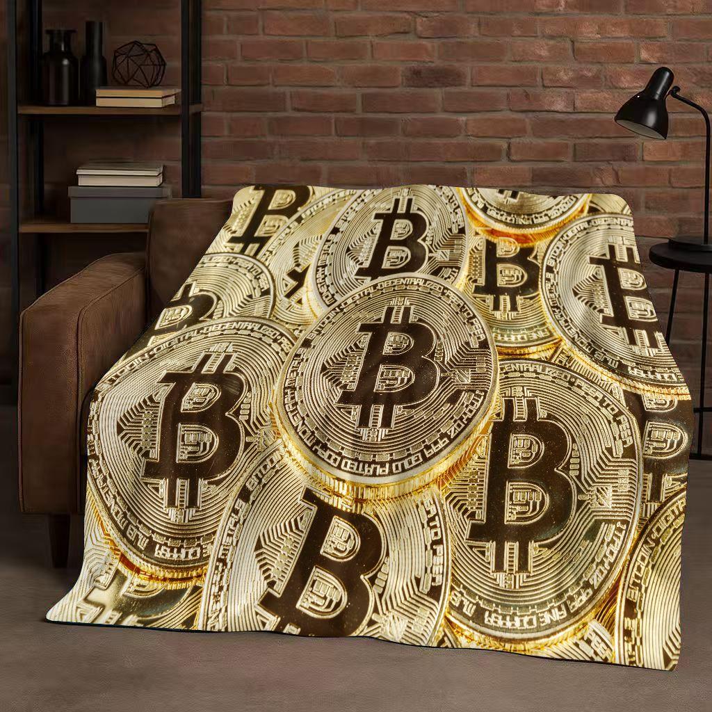 3D Богатая BTC Биткоин Печатная плата Искусство Мультяшное Фланелевое Одеяло, Ультра Мягкий Теплый Плюшевый Плед для Дома Спальни Кровати Дивана Покрытие Дети