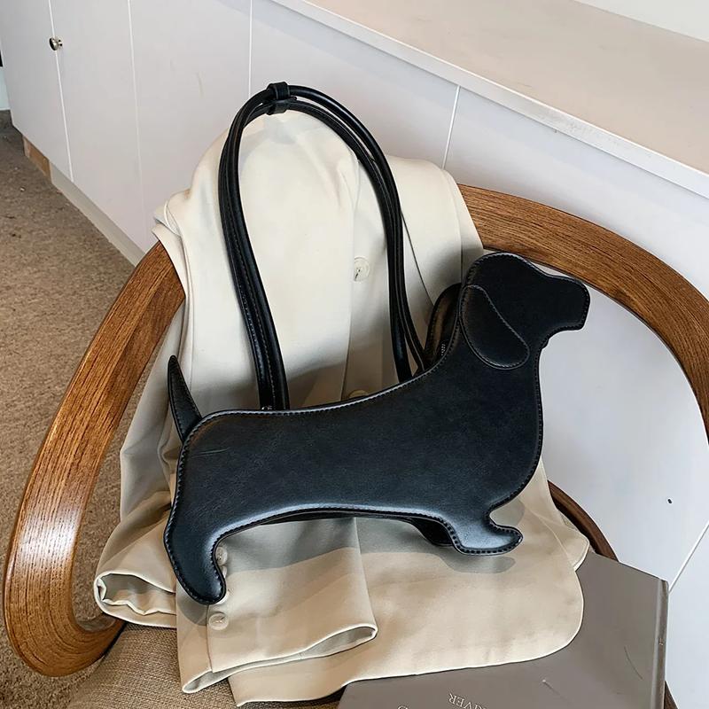 Yogodlns Three-dimensional Dachshund Shoulder Bag PU Leather Retro Handbag Design Underarm Bag For Women Trend Commut Bag