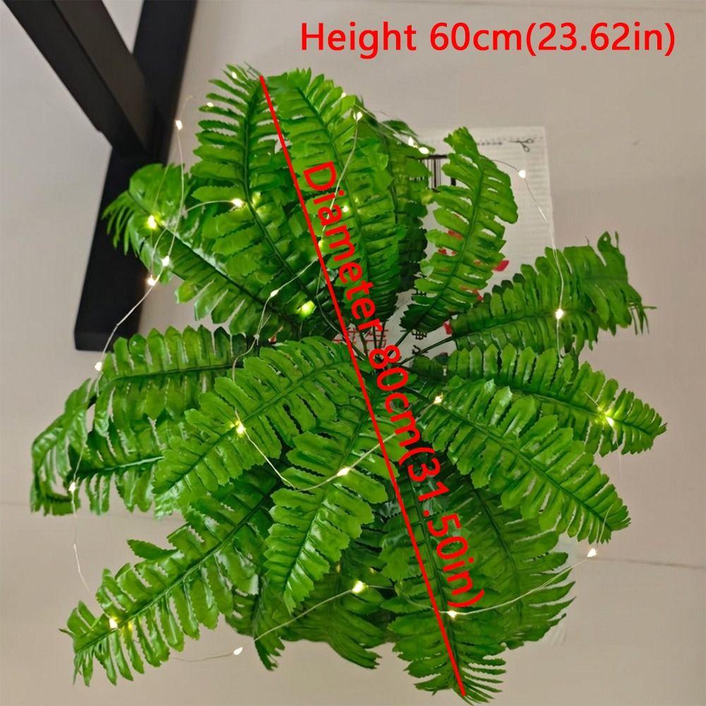 Plastic Glowing Boston Ferns with Lights 24 Leaves Lighted Boston Fern Plant  Wedding Decoration