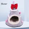 Washable Cat Bed for Small Pets Christmas Tree Bed, Plush Cave with Removable Cushion, Non-slip Cozy Winter Pet Bottom, House Indoor Cats Kittens