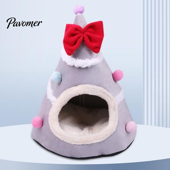 Washable Cat Bed for Small Pets Christmas Tree Bed, Plush Cave with Removable Cushion, Non-slip Cozy Winter Pet Bottom, House Indoor Cats Kittens