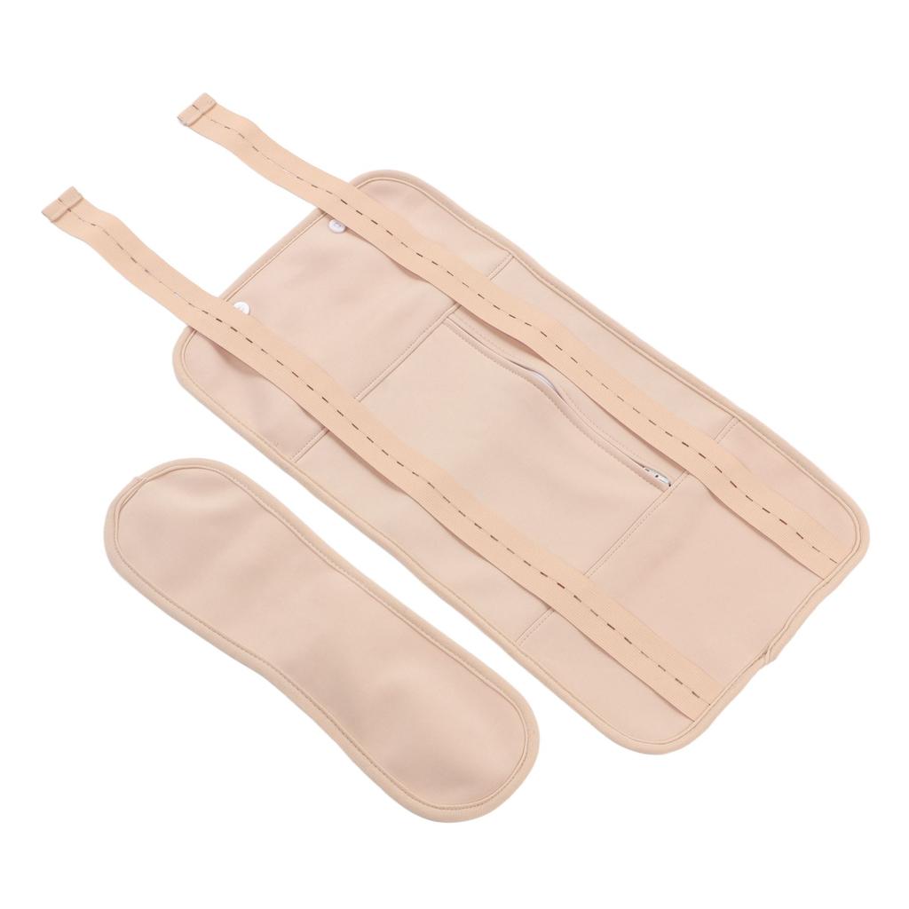 Castor Oil Pack Adjust Strap Double Layers Reusable Washable Castor Oil Wrap for Waist Neck Khaki