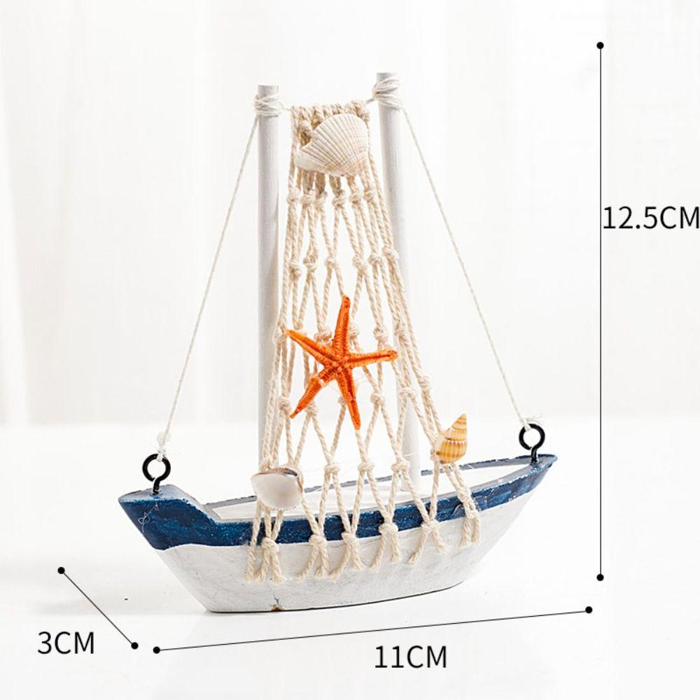 Wooden Crafts DIY Micro Landscape Sailing Miniature Figurines Sailboat Ornaments Sailing Model