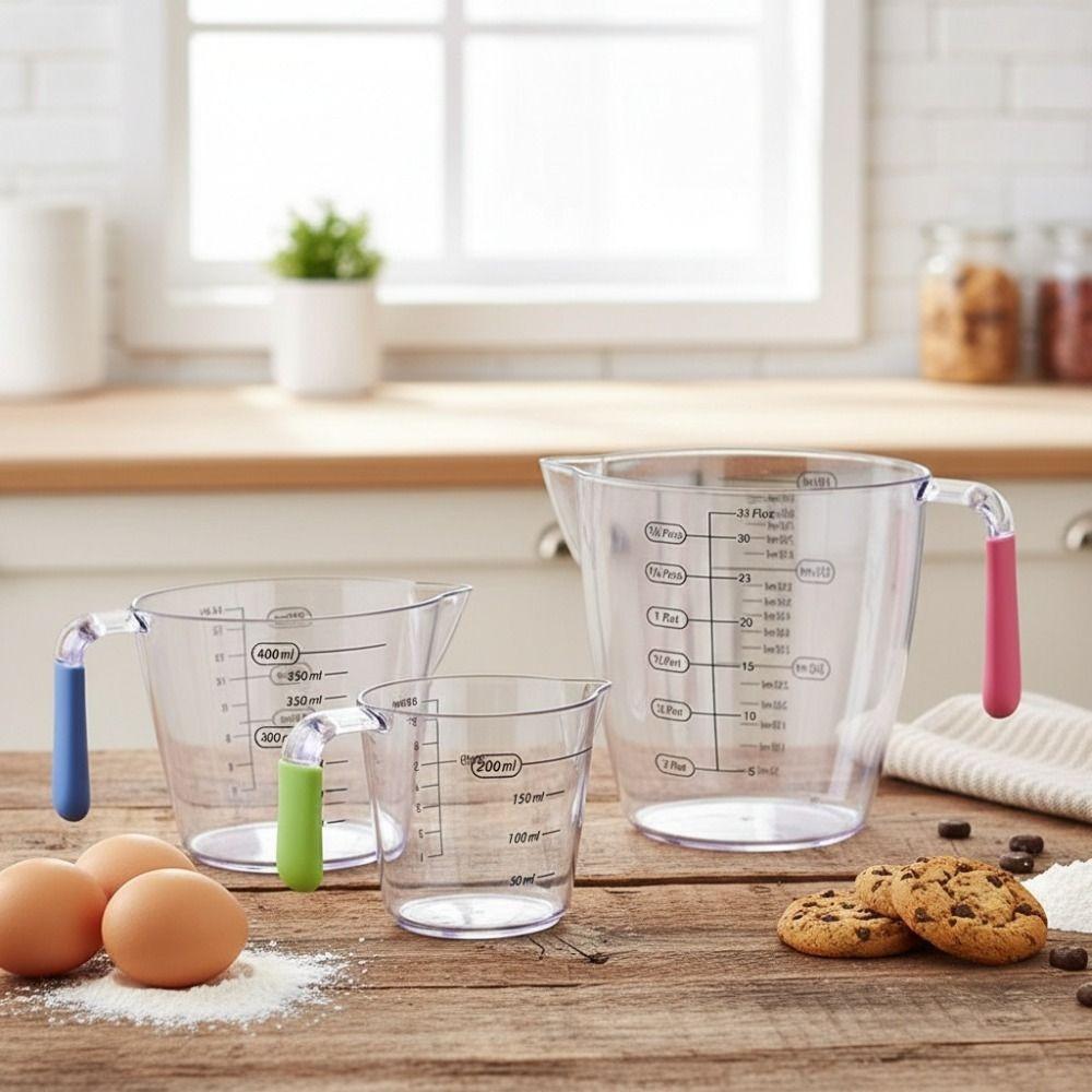 3pcs/set Clear Baking Measuring Cup with Scales Mixing Cup Practical Measure Mug Batter