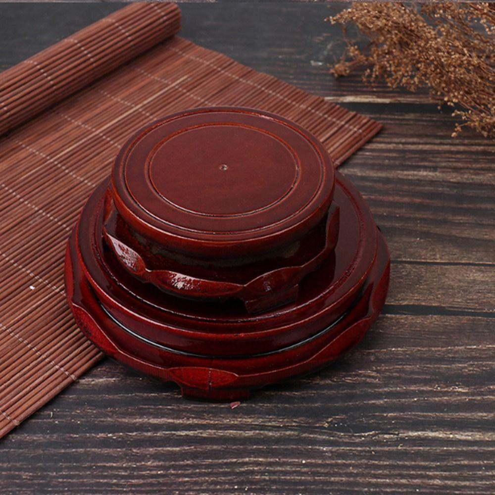 Retro Carved Home Decoration Rotate Antique Ornament Stand Base Vase Base Teapot Display Holder