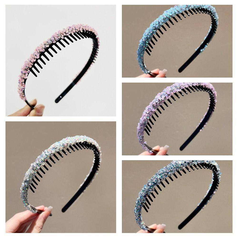 Сладкие стразы Нескользящая повязка для волос Тонкая для умывания Ободок для волос Кристалл Зубчики Повязка на голову Леди