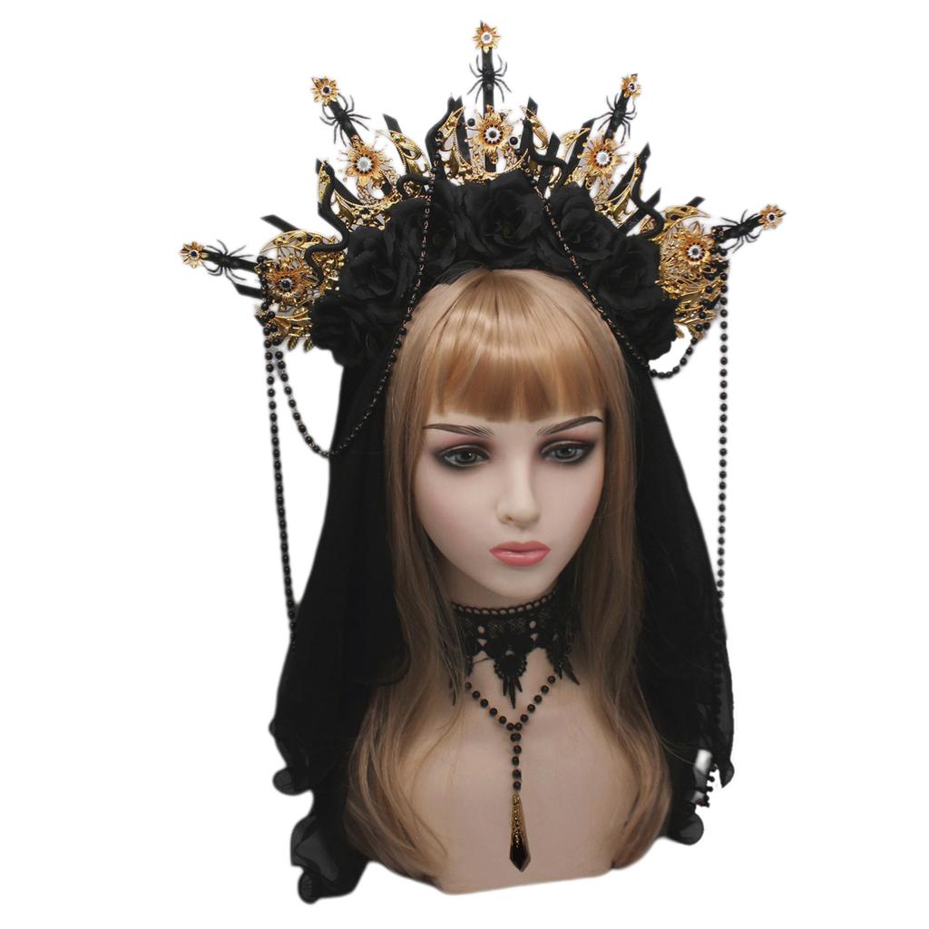 DIY Flower Spiked Crown Hair Hoop Vintage Pageant Hair Accessories for Baroque Wedding Headband Bridal Photo Props